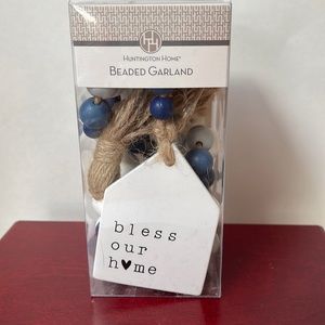 Beaded garland “Bless our home” country farmhouse style 48” NIB